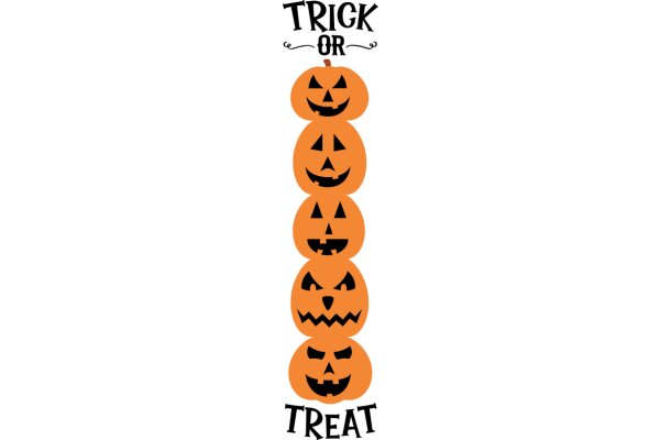 Halloween-themed Sign: 'Trick or Treat' with Stacked Pumpkin Design