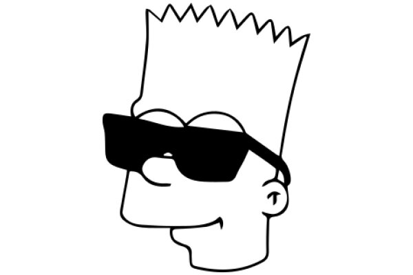 Simplistic Line Drawing of Bart Simpson with Sunglasses