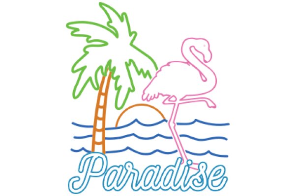 Paradise: A Whimsical Illustration of a Flamingo and a Palm Tree