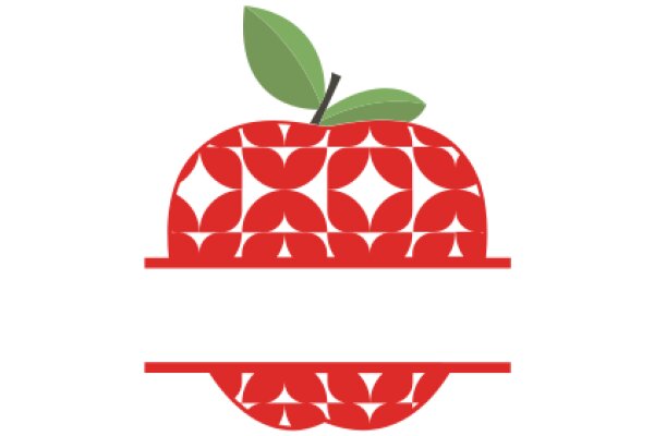 Vibrant Red Apple with a Green Leaf, Stylized with a Red Pattern