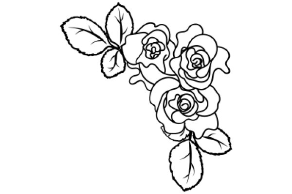 Elegant Rose Bouquet: A Line Drawing