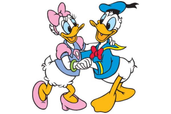 A Friendly Hug Between Two Cartoon Ducks