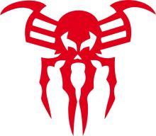 Vibrant Red and White Spider Emblem