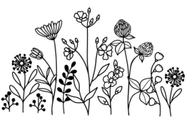 Floral Illustration: A Collection of Flower Stems and Buds