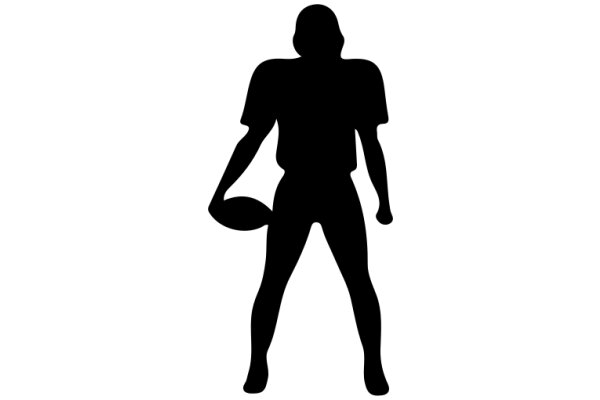 Silhouette of a Football Player with a Football