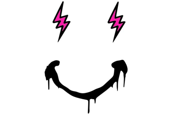 Stylized Pink and Black Lightning Bolt Emoji