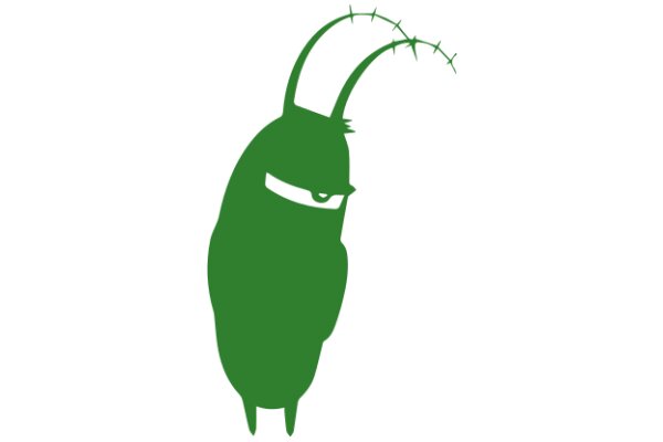 A Green Cartoon Character with Antennae