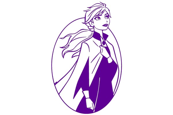 Stylized Illustration of a Female Character with Purple and White Tones