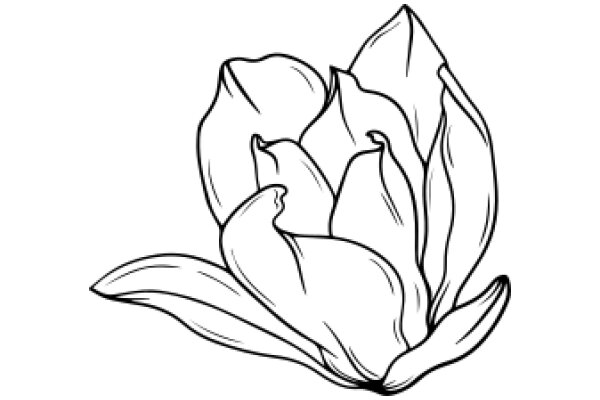 Stylized Line Drawing of a Flower