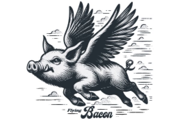 Flying Bacon: A Whimsical Illustration of a Pig Soaring Through the Sky