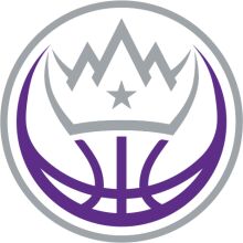 Purple and Silver Logo with Basketball Design