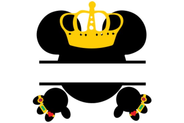 A Playful Illustration of a Character with a Crown and Heart-Shaped Accessories