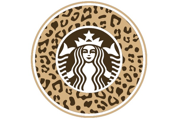 Starbucks Logo with Leopard Print Background