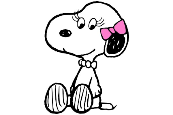 A Playful Cartoon of a Dog with a Bow and Sunglasses