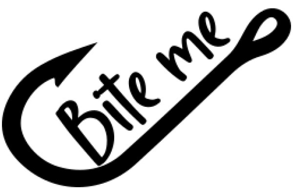 A Graphic Representation of the Phrase 'Bite Me' in a Stylized Hook Design