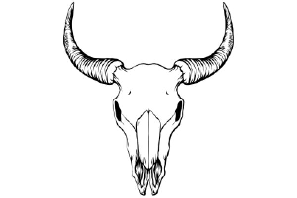 Stylized Bull Skull with Curved Horns