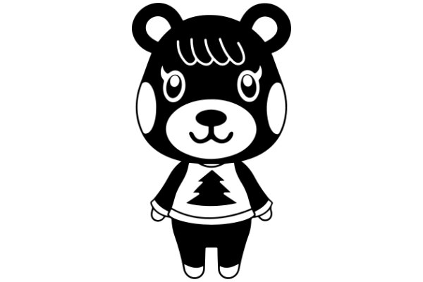 Adorable Cartoon Bear with a Christmas Tree Shirt