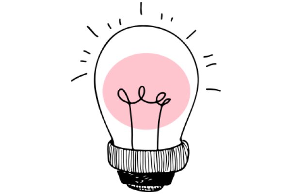 A Whimsical Illustration of a Lightbulb with a Pink Center and a Ribbon