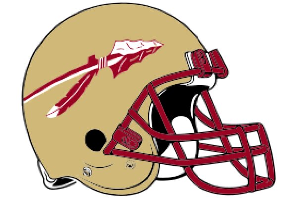 A Golden Helmet with a Red Logo