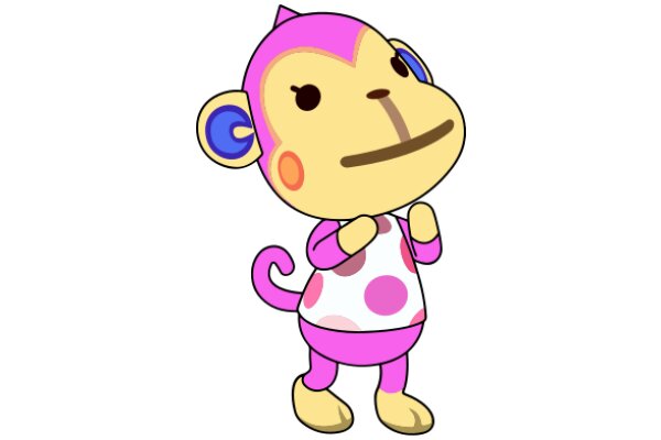 Adorable Pink and Yellow Monkey Cartoon Character