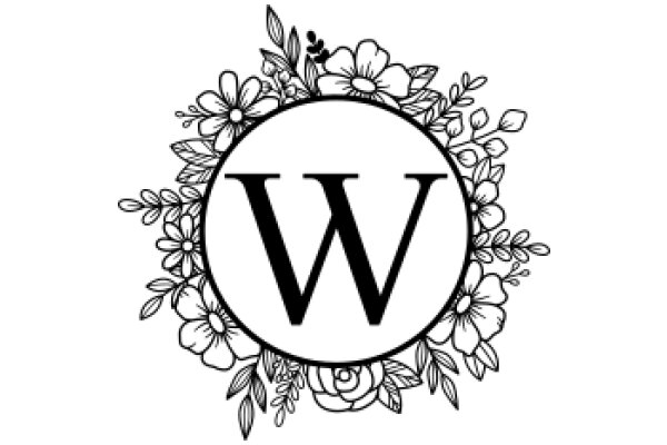 Floral Emblem with the Letter 'W' at the Center