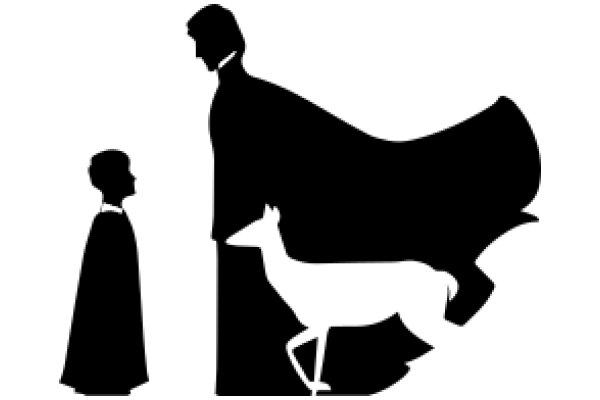 Silhouette of a Man, a Woman, and a Dog