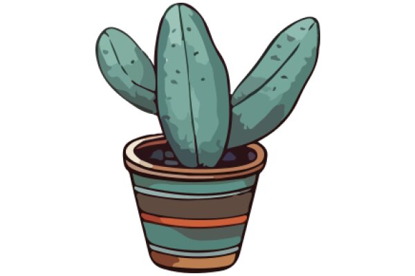 A Cactus in a Striped Pot: A Playful Illustration