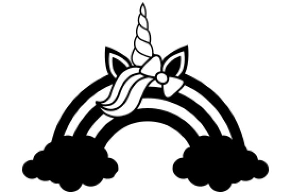 Stylized Unicorn Logo with a Bow and Clouds