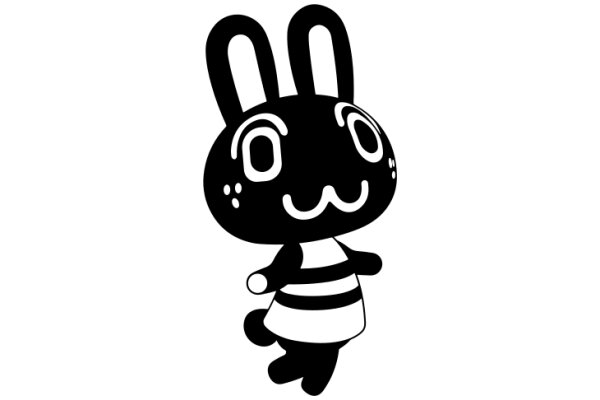 Stylish Cartoon Bunny with Striped Shirt