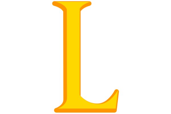 A Simple, Yellow Letter 'L' on a White Background