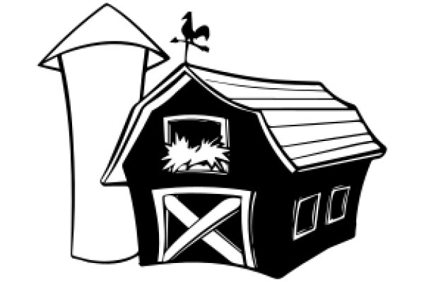 A Whimsical Scene: A Drawing of a Barn with a Rooster Weathervane