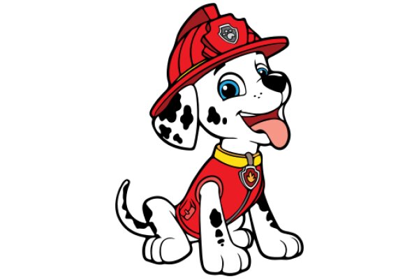 A Playful Dalmatian in a Firefighter's Uniform