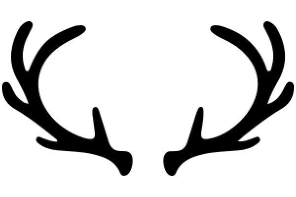 Stylized Black Deer Antlers on White Background