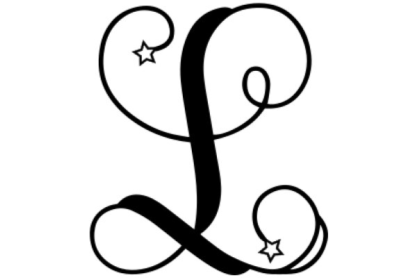 Stylized Letter 'L' with Swirls and Stars