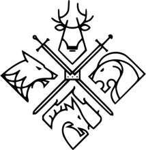 A Stylized Emblem of a Knight and His Companions