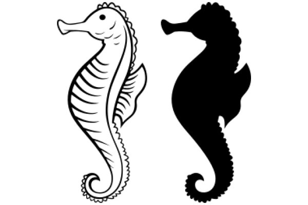 A Playful Contrast: A Seahorse and a Horse Silhouette