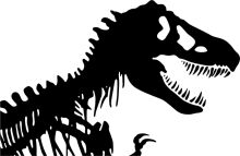 Silhouette of a T-Rex with a Small Bird in Its Mouth