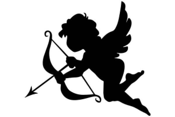 Silhouette of an Angelic Figure with a Bow and Arrow