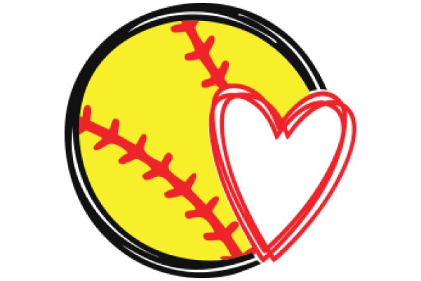 A Graphic Design of a Heart and a Baseball Stitched Together