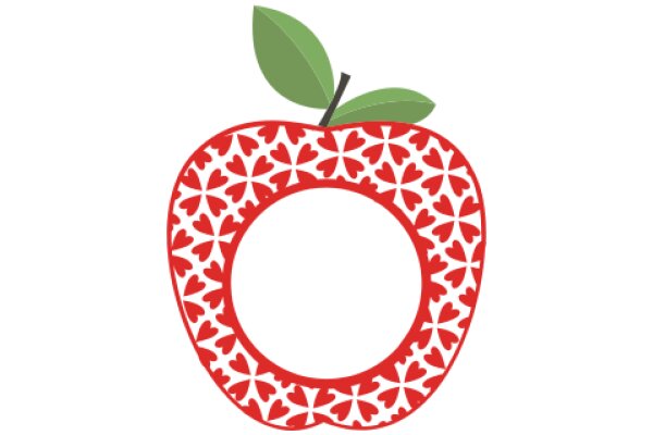 Vibrant Apple with a Red and White Design, Floating in a White Background