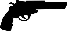 Silhouette of a Gun on a White Background