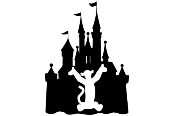 A Silhouette of a Monkey Celebrating a Castle