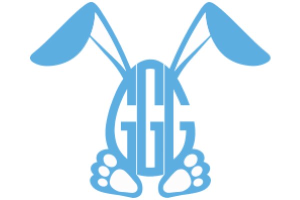 Stylized Blue Easter Bunny Logo with Paw Prints