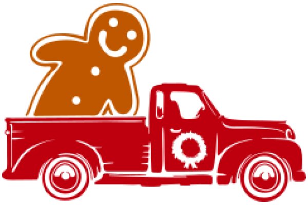 A Delightful Scene: A Red Truck with a Gingerbread Cookie on Top