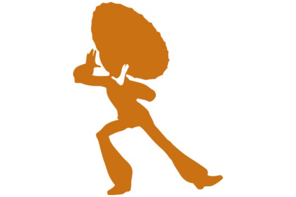 An Orange Silhouette of a Person with a Large Hat