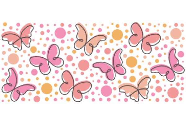 Whimsical Butterfly Pattern on a Pink and Yellow Background