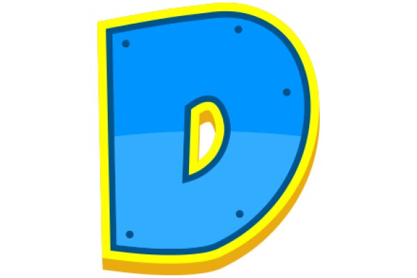 Vibrant Blue Letter 'D' with a Yellow Outline