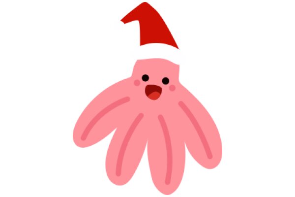 A Festive Pink Octopus with a Santa Hat