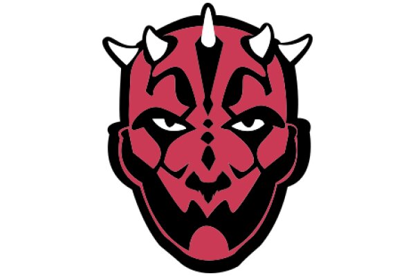 Stylized Red and Black Demon Head with Horns