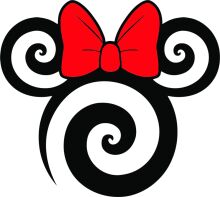 Stylized Logo with a Red Bow and Black Swirls